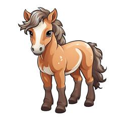 cute horse toddler illustration on transparent background, Ai Generated
