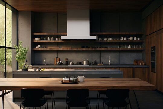 A modern and modular kitchen in a luxurious and spacious apartment