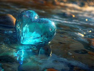 diamond heart in the water