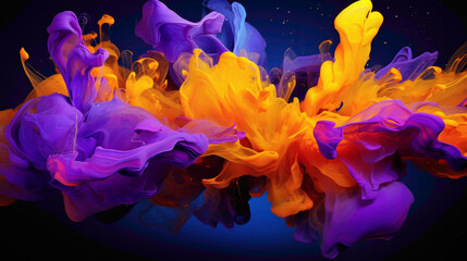 Liquid gold and royal purples colliding in a vibrant explosion of color, captured in stunning high definition.