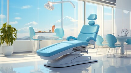 Fototapeta premium Modern dental office interior with blue chair
