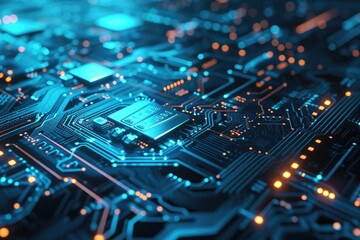 Fototapeta premium Modern technology circuit board texture background design.