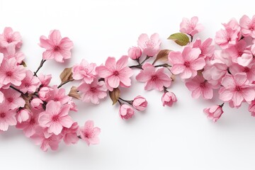 Naklejka na ściany i meble blossom branch with sakura. flower frame isolated on white background
