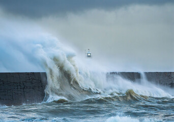 Storm Waves smash against Newhaven Breakwater