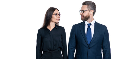 businesspeople together while having a meeting in the office. businesspeople working on business project. collaborating on a new business project. businesspeople isolated on white. copy space banner