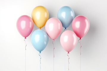 helium balloons pastel colors. isolated on white background