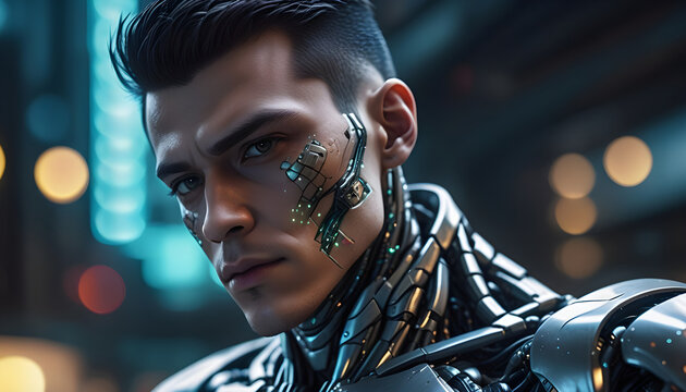 Cyberpunk man cybor