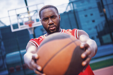 Handsome basketball player