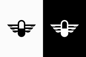 capsule and wings Vector Logo Premium