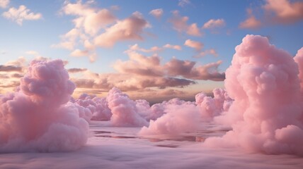 A breathtaking scene of vibrant cotton candy clouds floating against a deep blue sky in a dreamy -Generative Ai - obrazy, fototapety, plakaty