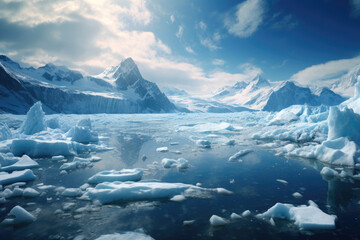 Melting Glacier,global warming. Climate change concept and rising sea levels. 