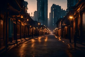 Fototapeta na wymiar Photograph the intricacies of a deserted street at dawn.