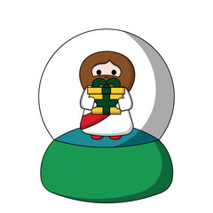 snowman with christmas tree