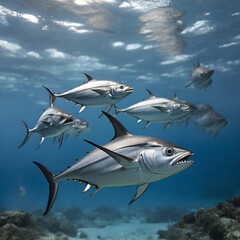 Obraz premium Tunas Spectacular Odyssey into the Depths of Oceanic Prowess and Conservation Triumphs ai generated