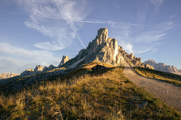 Passo Giau Mountains in the golden hour 