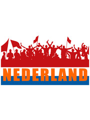 Nederland fans silhouette - obrazy, fototapety, plakaty