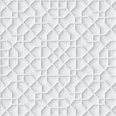 Grey light geometric pattern in Arabic style, soft emboss background
