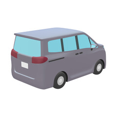 自動車のイラスト素材　デフォルメ　ミニバン　グレー（1_e）
