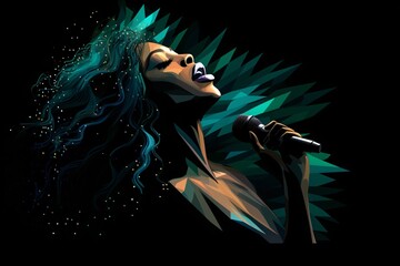 Graphic illustration of a woman singing