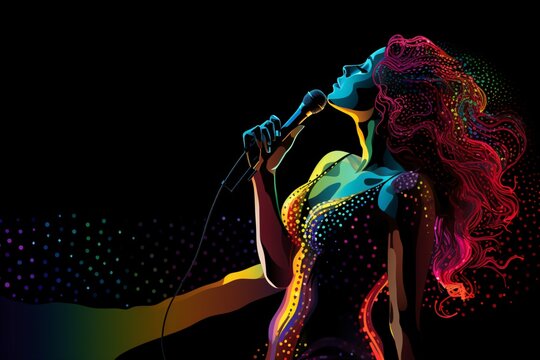 Graphic illustration of a woman singing