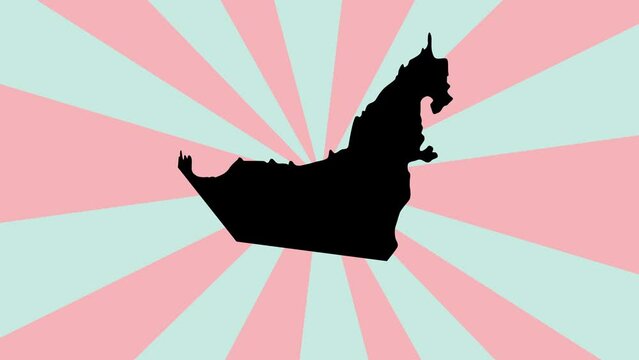 Animation of the United Arab Emirates country map icon with a rotating background