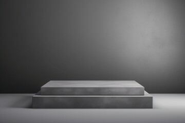 Grey color podium, stage, or dias for product display, product photoshoot, or product exhibition - obrazy, fototapety, plakaty