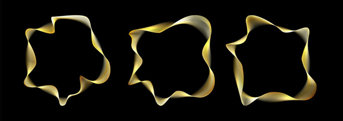 Abstract light wave rings vector illustration. Luxury lines orbiting design. Music circle simple graphic pattern. Audio sound technology circular shapes 3d