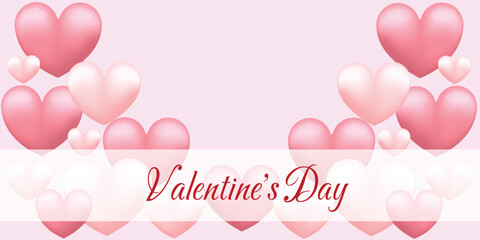 Postcard banner, pink valentine's day. Vector illustration.