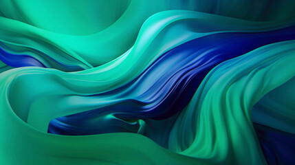Luminous shades of ultraviolet and jade green flowing in harmony, crafting a liquid abstract canvas...