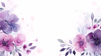 Floral frame with watercolor flowers, decorative flower background pattern, watercolor floral border background