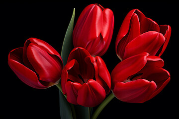 photography of some red tulip flowers on a background, in the style of playful compositions created with Generative Ai