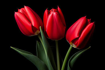 Fototapeta premium photography of some red tulip flowers on a background, in the style of playful compositions created with Generative Ai
