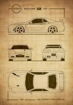 Nissan Skyline GTR blueprint