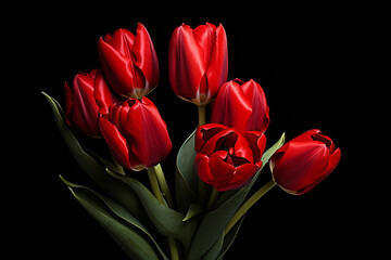 photography of some red tulip flowers on a background, in the style of playful compositions created with Generative Ai