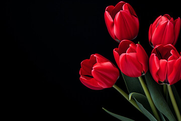 photography of some red tulip flowers on a background, in the style of playful compositions created with Generative Ai