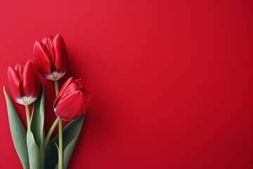 Fototapeta premium photography of some red tulip flowers on a background, in the style of playful compositions created with Generative Ai