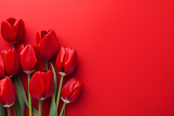 photography of some red tulip flowers on a background, in the style of playful compositions created with Generative Ai - obrazy, fototapety, plakaty