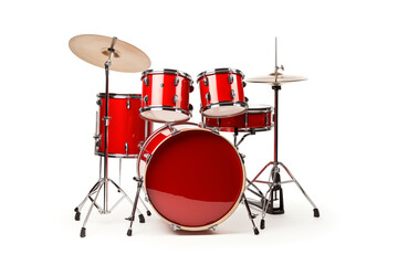 Fototapeta na wymiar Red Drum Set Isolated on White Background