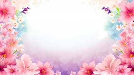 Obraz premium Floral frame with decorative flowers, decorative flower background pattern, floral border background