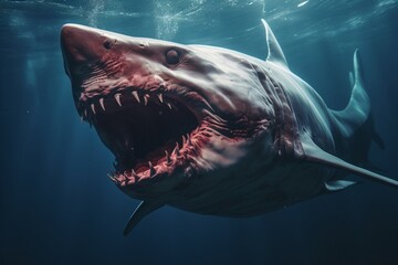 A deadly and angry shark - obrazy, fototapety, plakaty