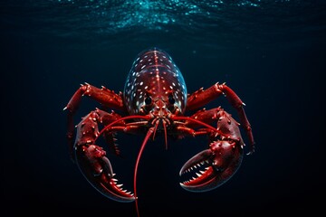 Closeup of a crab or lobster in the ocean