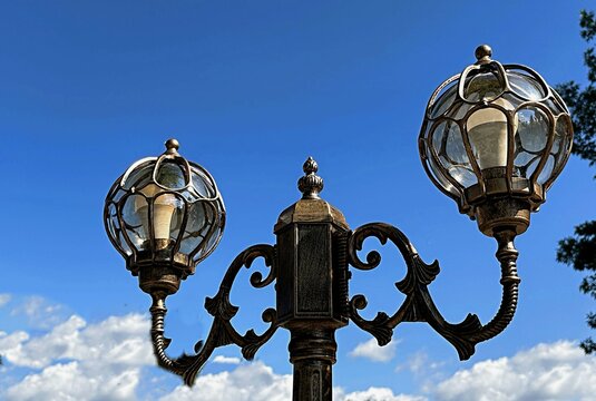 street lamps in the style of the first light bulbs of the inventor of the light bulb Yablochkov in his homeland, the city of Serdobsk, Penza region, Russia. Attractions
