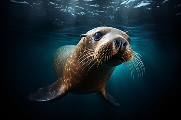Fototapeta premium Close-up of a seal in the ocean