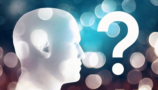 Human heads silhouette with question mark. Cognitive psychology or psychiatry. Self questioning. Education concept.