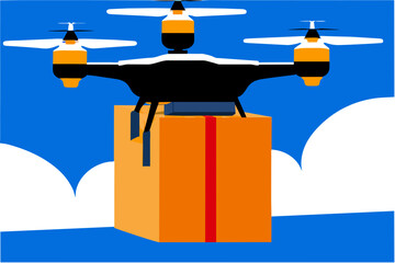 Drone delivering a package vektor illustation