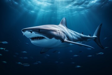 Fototapeta premium Closeup of a shark in the ocean