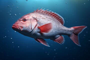 A red and silver color fish swimming in the ocean