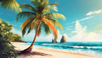 Palm Tree Sunset Background