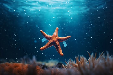 Starfish underwater closeup