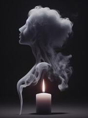 Woman shape by smoke of a candle Art